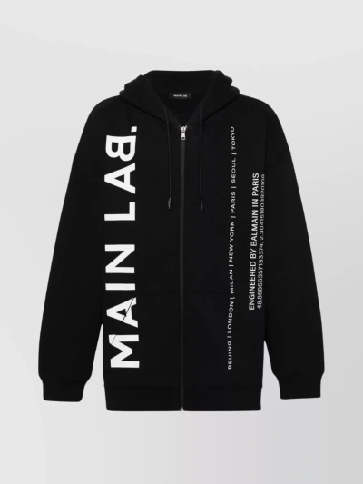 Balmain Adjustable Hood Zip Sweater In Black