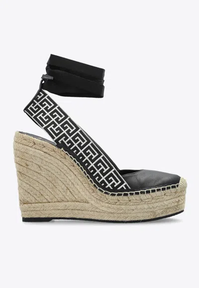 Balmain Alex 75 Monogram Sandals In Black