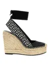 Balmain Alex 75 Monogram Wedge Espadrilles In White