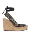 Balmain Alex Monogram Ankle-tie Wedge Espadrilles In Black