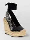 Balmain Alex Monogram Ankle-tie Wedge Espadrilles