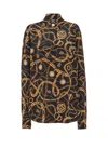 Balmain All-over Graphic Printed Crewneck Shirt In Black