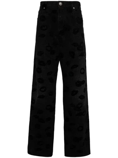 Balmain Jeans Mit Logo-print In Schwarz