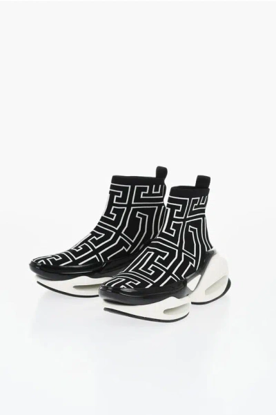 Balmain All-over Monogram B Bold Hiking Sock Sneakers With Air Bubbl In Multi