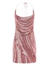 Balmain Draped Halter Neck Mini Dress With Sequins In Pink