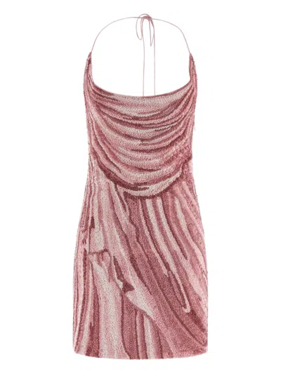 BALMAIN ALL-OVER SEQUIN HALTER-NECK MINI DRESS