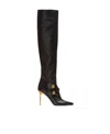 Balmain Leather Alma Boots With Jewel Buttons In Black