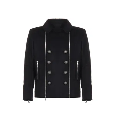 Balmain Alpaca Jacket In Black