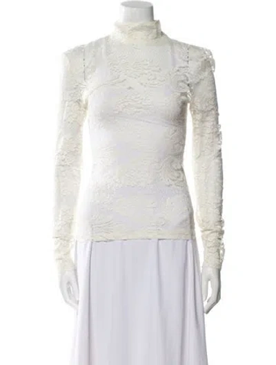 Pre-owned Balmain Alpaca Mock Neck Top In Neutral