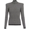Balmain Logo Jacquard Turtleneck Pullover In Black