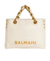 Balmain Small 1945 Soft Bag In Embossed Crackled Calfskin With A Pb Labyrinth Monogram In White