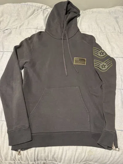 Pre-owned Balmain American Flag Hoodie In Gray