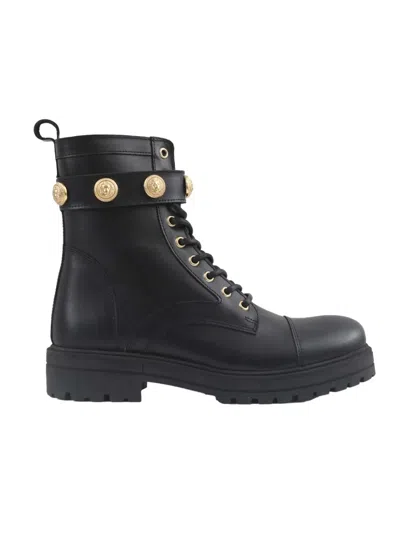 Balmain Amphibian Lace-up Boots For Kids In Black