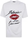 Balmain Love Letter Lips T-shirt In Gqv White Red Black