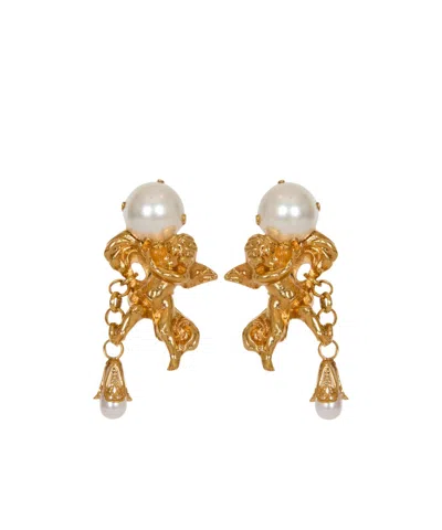 Balmain Anges Baroque Brass Earrings In Gold