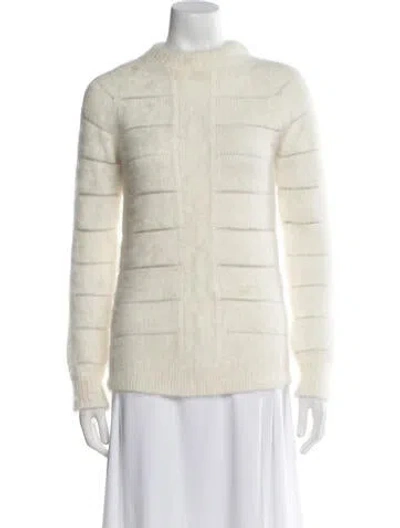 Pre-owned Balmain Angora Mock Neck Sweater In White