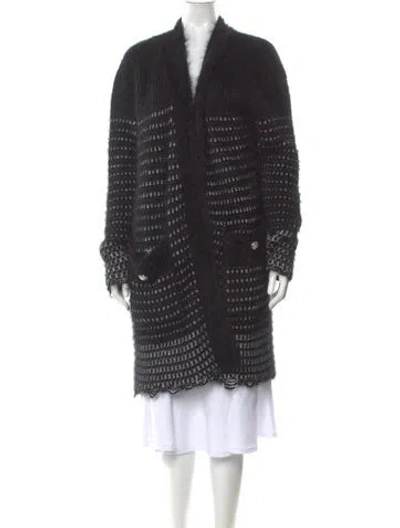 Pre-owned Balmain Angora Striped Sweater In Black