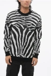 Balmain Animal Patterned Crew-neck Sweater With Silver-tone Buttons In Black