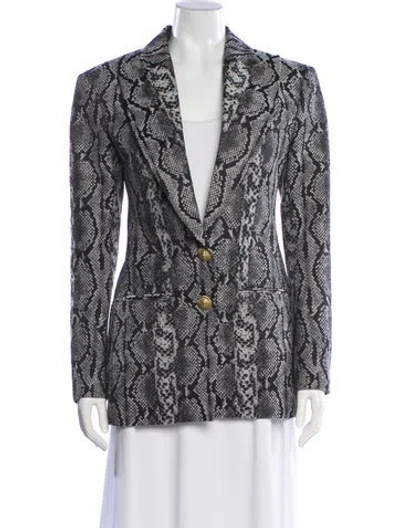 Pre-owned Balmain Animal Print Blazer In Gray