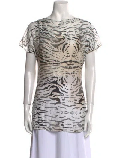 Pre-owned Balmain Animal Print Cowl Neck T-shirt In White