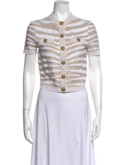 Pre-owned Balmain Animal Print Crew Neck Sweater In Neutrals