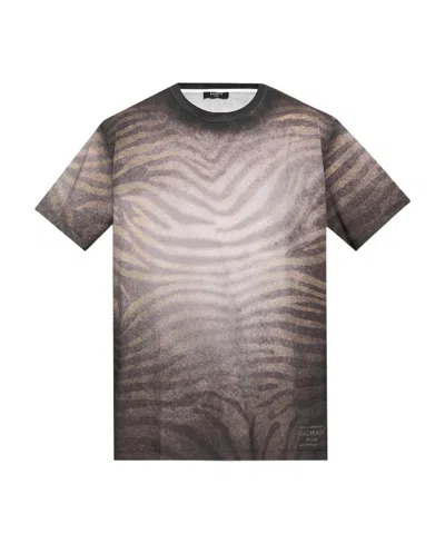 Balmain Animal-print Crew-neck T-shirt In Black
