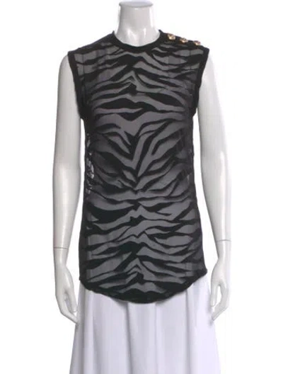 Pre-owned Balmain Animal Print Crew Neck Top W/ Tags In Neutral