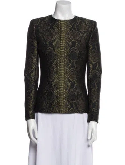 Pre-owned Balmain Animal Print Evening Jacket In Green