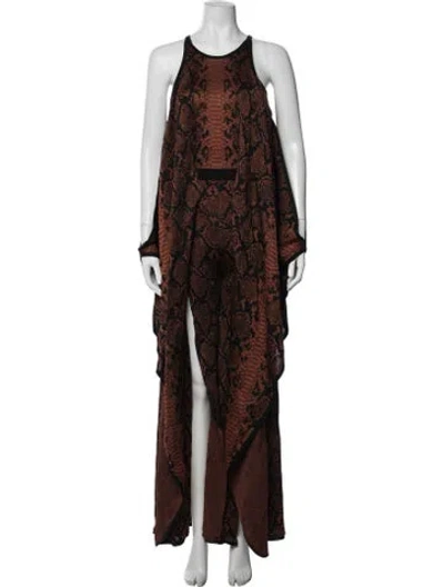 Pre-owned Balmain Animal Print Halterneck Jumpsuit In Brown