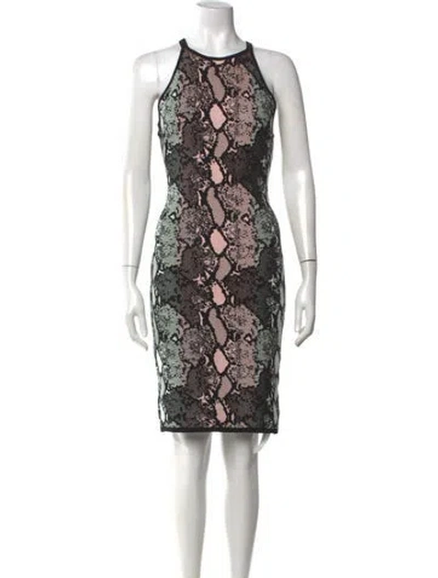 Pre-owned Balmain Animal Print Knee-length Dress In Black