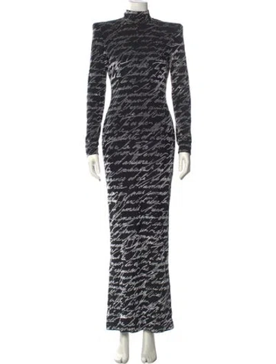 Pre-owned Balmain Animal Print Long Dress In Black