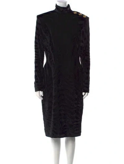 Pre-owned Balmain Animal Print Midi Length Dress W/ Tags In Black