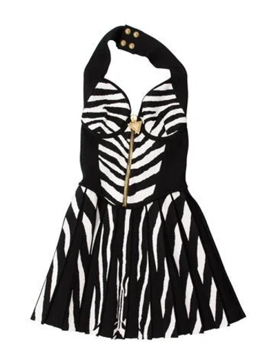 Pre-owned Balmain Animal Print Mini Dress In Black