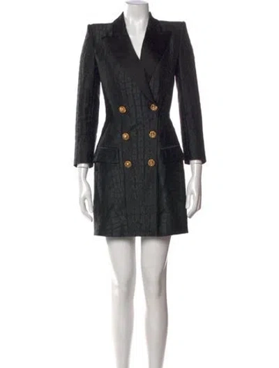 Pre-owned Balmain Animal Print Mini Dress In Black