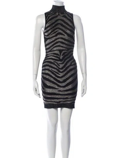 Pre-owned Balmain Animal Print Mini Dress In Black/gold/metallic