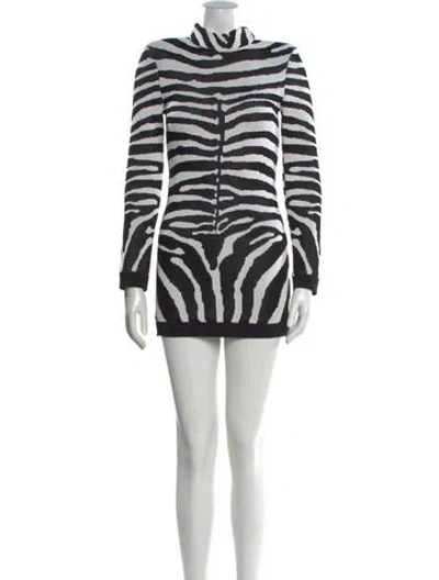 Pre-owned Balmain Animal Print Mini Dress In Neutral