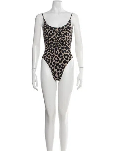 Pre-owned Balmain Animal Print One-piece W/ Tags In White