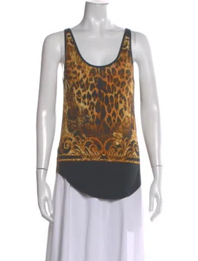 Pre-owned Balmain Animal Print Scoop Neck Top In Multi