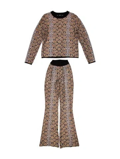Pre-owned Balmain Animal Print Sequin Embellishments Pant Set In Brown