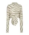 Balmain Animal-print Tie-waist Shirt In Nude