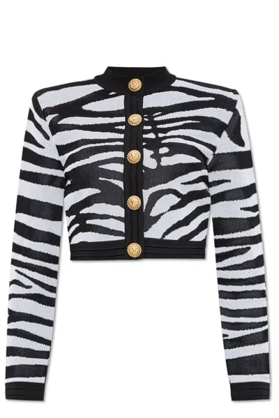 Balmain Animal Printed Cardigan In Multi