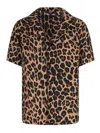 Balmain Leopard Print Silk Bowling Shirt In Brown