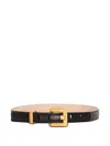 Balmain Anthem Croc-print Embossed Leather Belt In Black