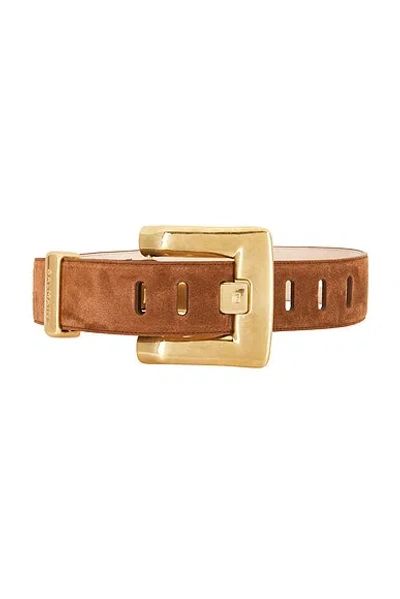 Balmain Anthem 4.5cm Suede Belt In Brown