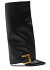 Balmain Anthem Black Slip-on Boots With Decorative Metal Buckle In Leather Woman In Black
