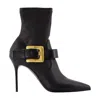 Balmain Buckled Lamb Leather Ankle Boot In Black
