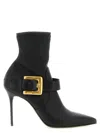 Balmain Black Anthem Stretch Leather Ankle Boots In Black