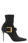 Balmain Black Anthem Stretch Leather Ankle Boots In Black