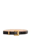 Balmain Anthem Narrow Leather Belt In Black