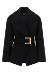 Balmain Short Wool Wrap Coat In Black